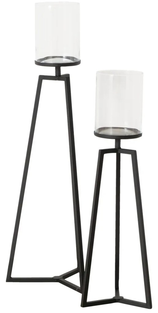Suporturi de lumanari din sticla pe cadru metalic Cosa, 75-95 cm