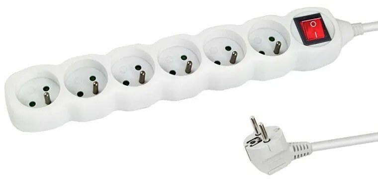 Prelungitor Esperanza ELK217W switch ON/OFF 6 prize 1.5m Alb