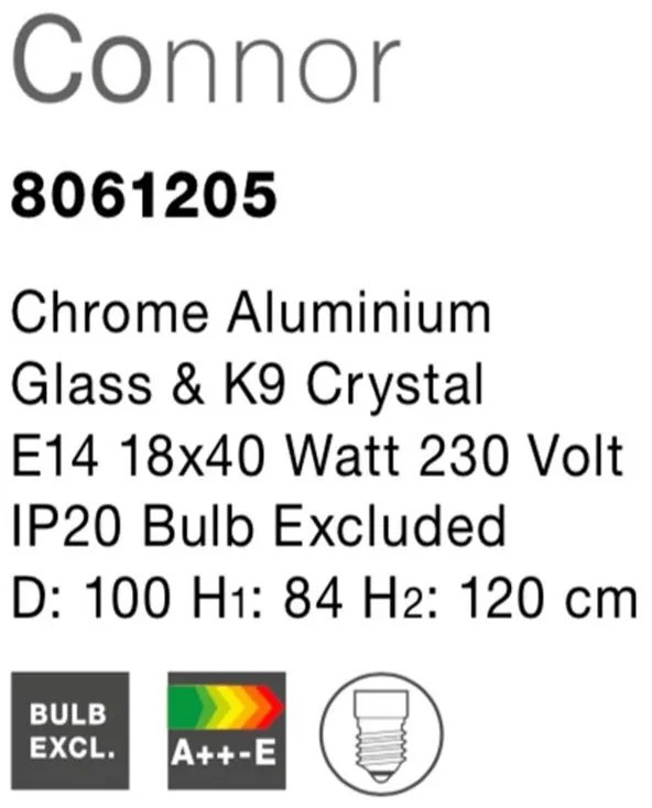 Candelabru elegant cu cristale K9 Connor 18L