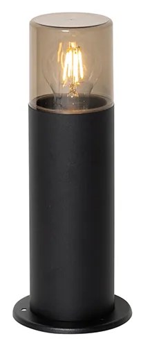 Lampă de exterior de podea neagră cu abajur fumuriu 30 cm IP44 - Odense