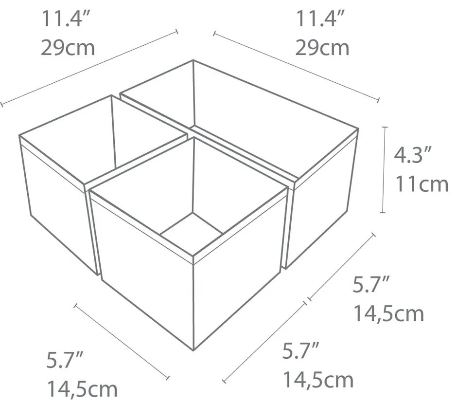 Set 3 organizatoare Bigso Box of Sweden Drawer, gri