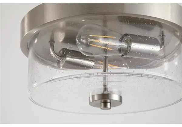 Searchlight PRESTON 66210-2SS Plafonieră pentru baie, 2x E27 (max. 60W per bec), 230V, IP44, Ø33 cm, argintie