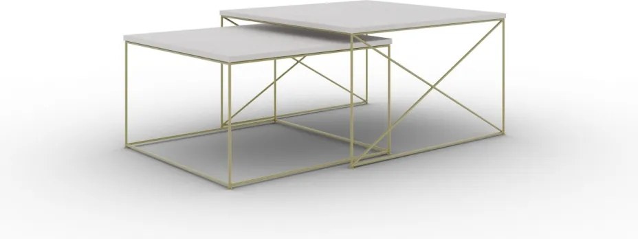 Set masute de cafea, Licco, ADRK Furniture (Culoare: Auriu / Stejar artizanal)