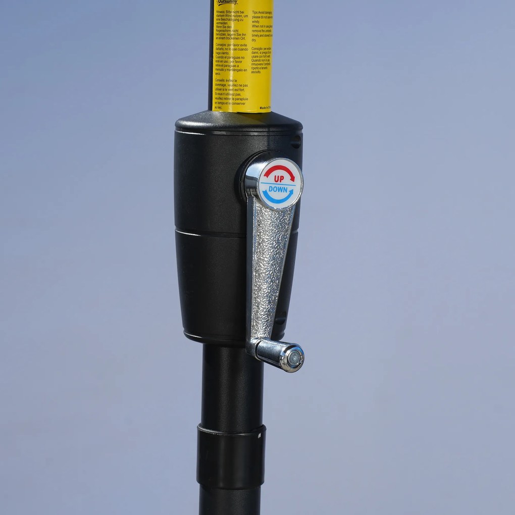 Outsunny Umbrelă de Terasă 200x190x240 cm cu Manivelă, Stâlp din Oțel și Bază în Formă de Cruce Anti-UV pentru Terasă și Balcon, Gri | Aosom Romania