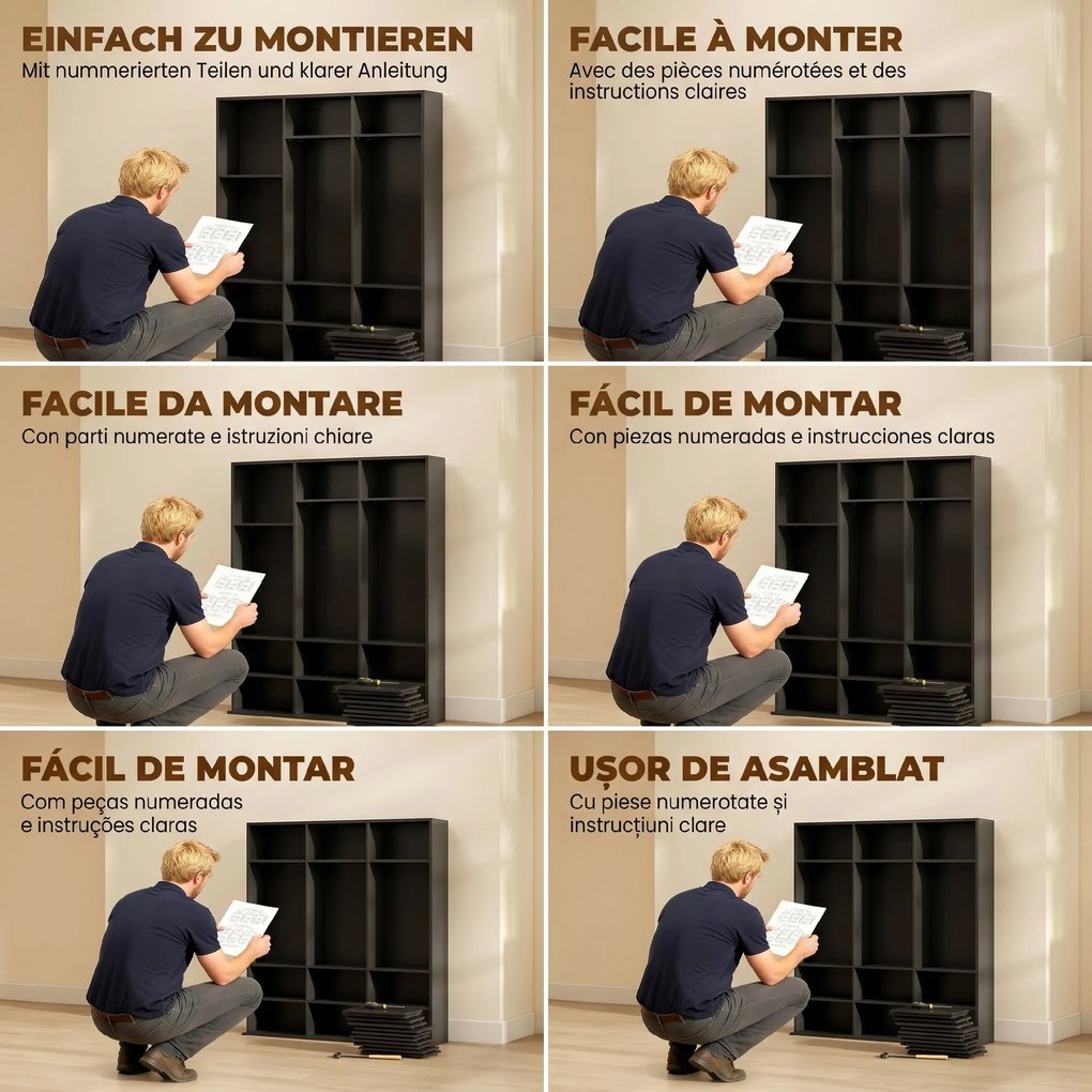 HOMCOM Dulap Dvd Con 9 Rafturi, 21 Regolabili, 27 Scomparti, Negru | Aosom Romania