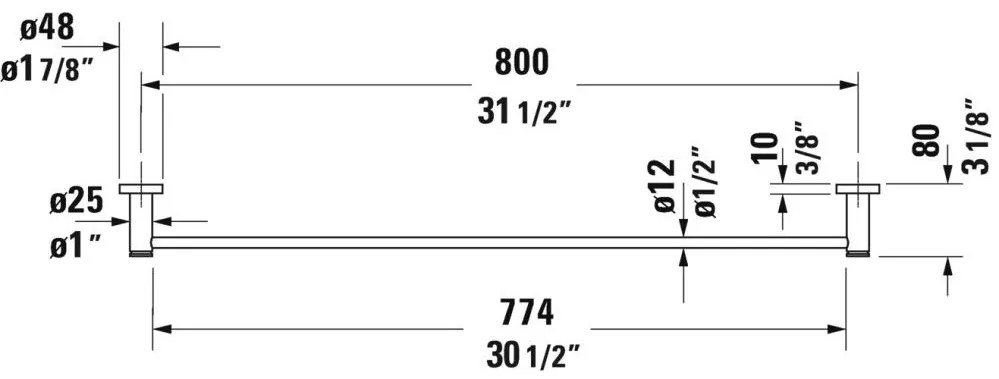 Duravit D-Code Suport prosop baie tip bara 80 cm