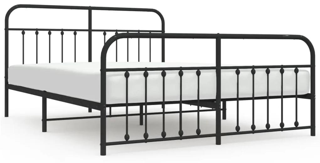 352600 vidaXL Cadru pat metalic cu tăblie de cap/picioare, negru, 180x200 cm