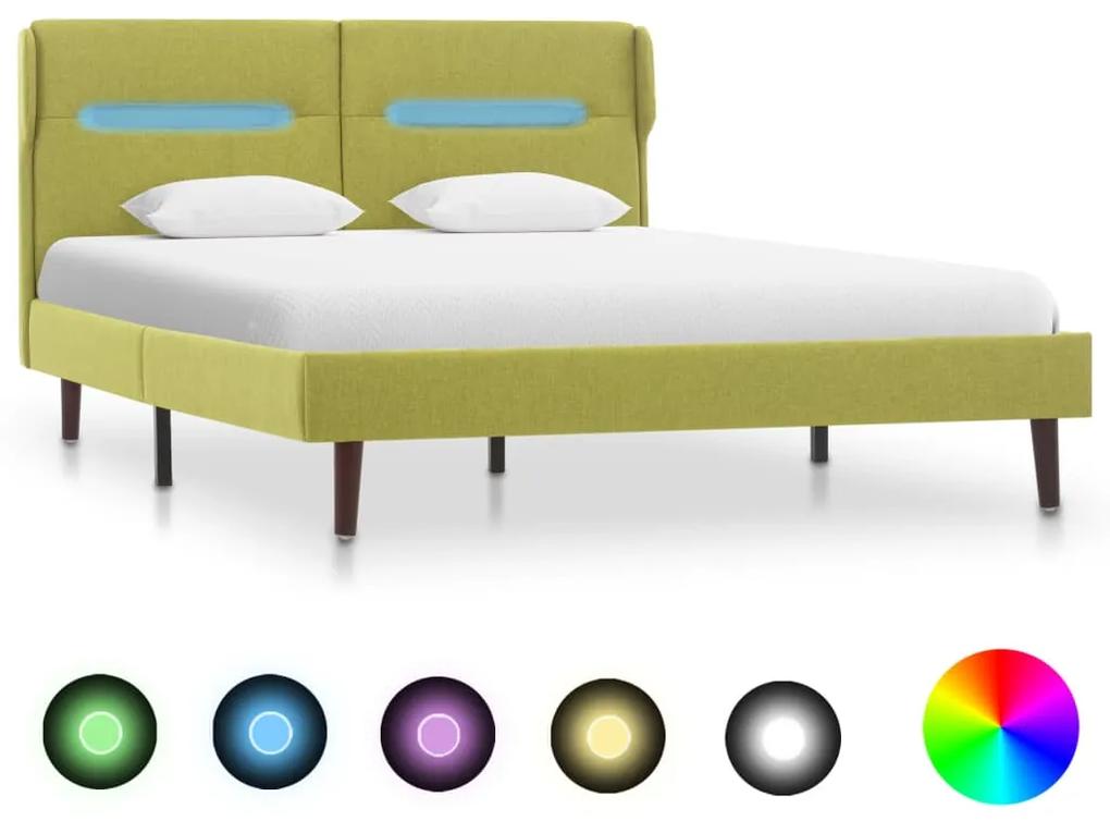 286903 vidaXL Cadru de pat cu LED-uri, verde, 120 x 200 cm, material textil