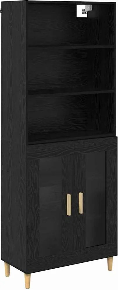 vidaXL Bufet Stejar Negru 69,5 x 32,5 x 180 cm Lemn compozit