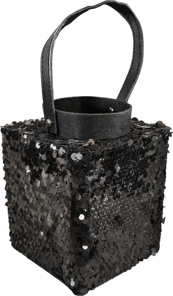 Lampa cu sclipici LOFTY GLAM 27 cm, neagra