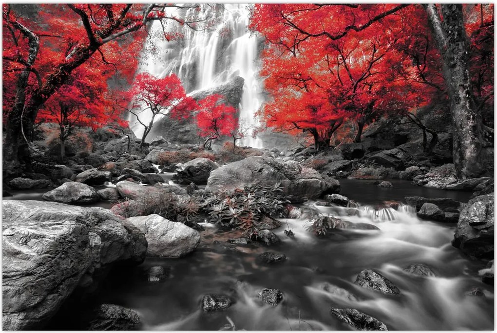 Tablou - Cascade în peisajul de toamnă (90x60 cm)