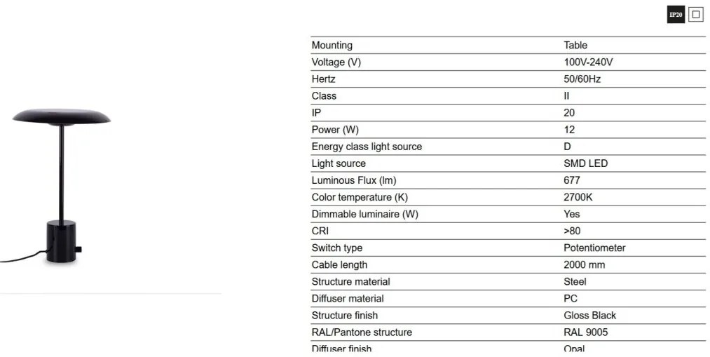 Veioza/Lampa de masa design modern HOSHI negru