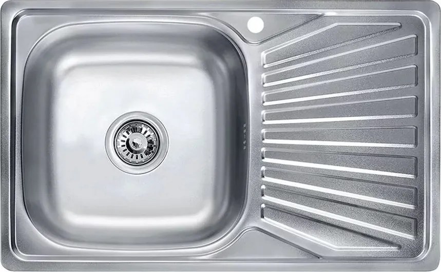 Chiuveta inox Inter Ceramic cu o cuva si picurator dreapta finisaj inox lucios 80x50 cm