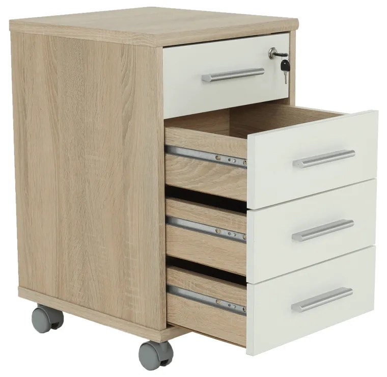 Dulăpior de birou cu cheie, stejar sonoma/alb, JOHAN 2 NEW 12