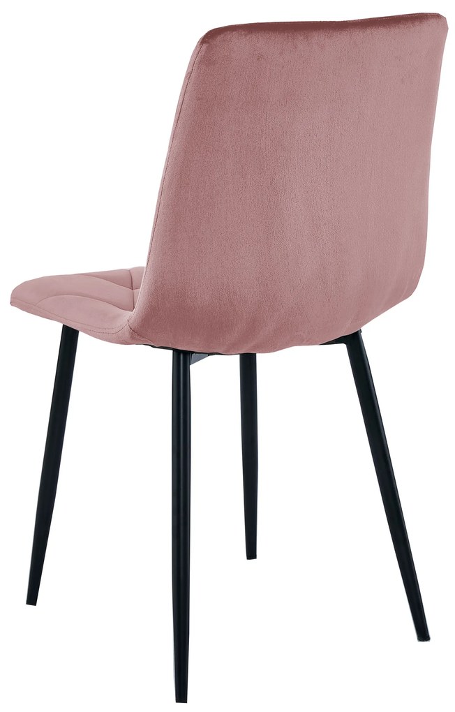 Roz scaun bucatarie LIBRA din catifea cu picioare negre