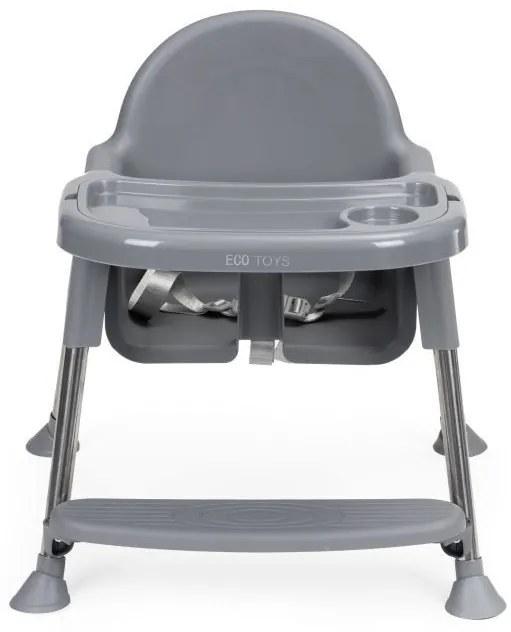 Scaun de hrănire 2 în 1 cu tavă și centuri gri