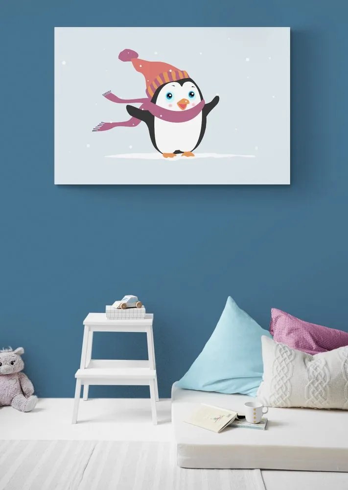 Tablou pinguin drăguț cu pălărie