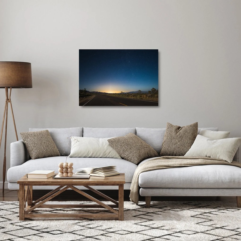 Tablou pe sticlă - Cer de noapte deasupra drumului (70x50 cm)