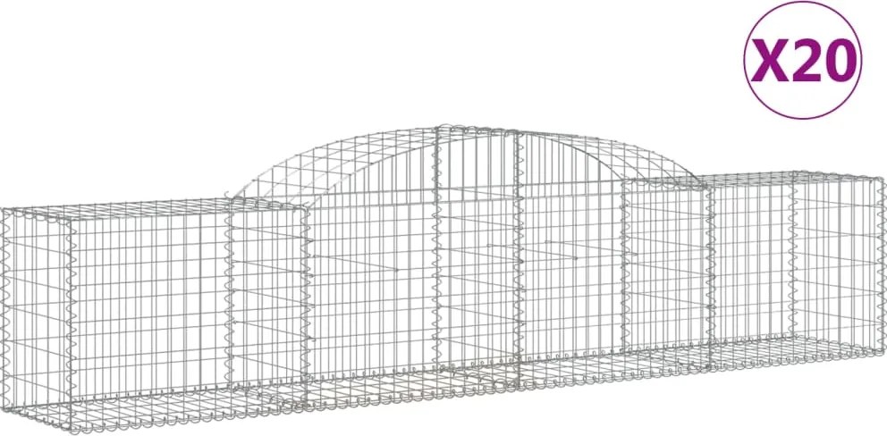 vidaXL Coșuri gabion arcuite 20 buc, 300x50x60/80 cm, fier galvanizat