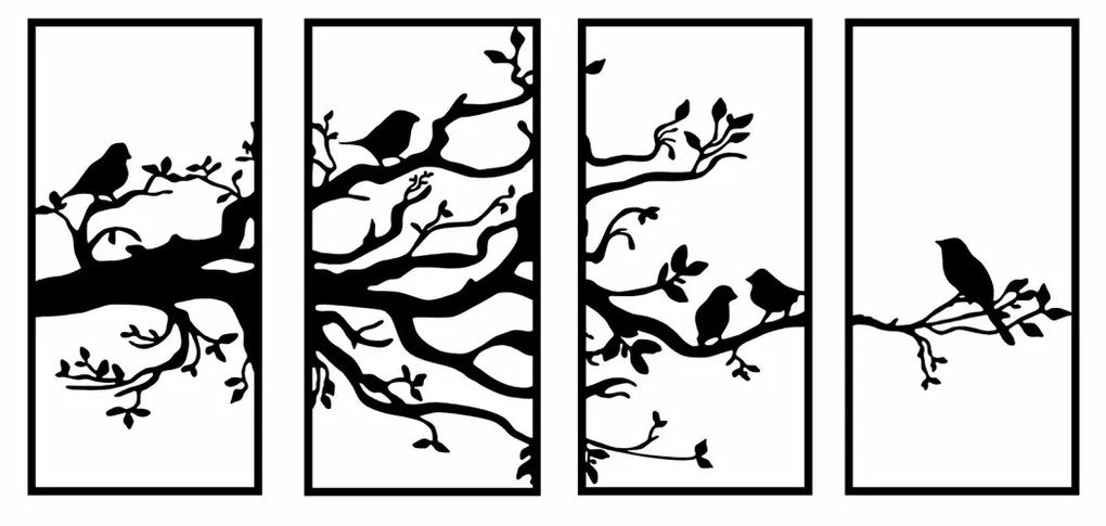 Accesoriu decorativ de perete metalic Tree Branch And Birds - 269
