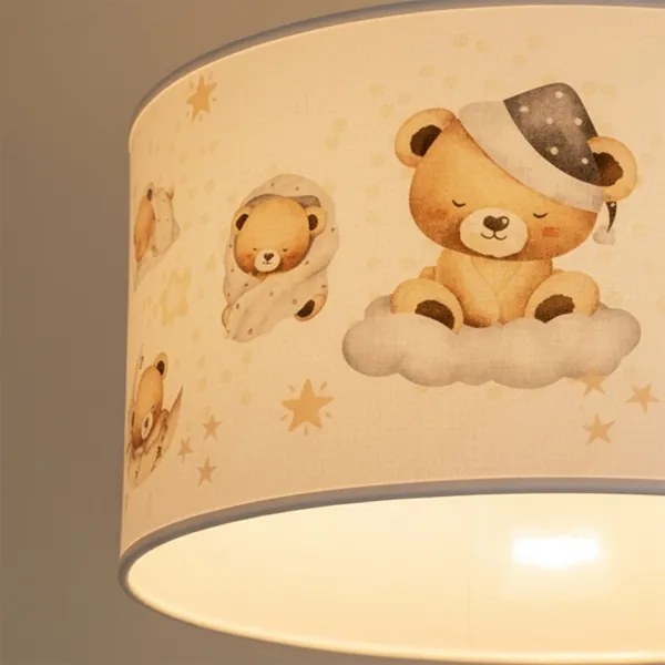 BRILAGI - Lustră LED suspendată pe cablu pentru copii BOBO, 1xE27/60W/230V, diametru 35 cm, alb/cu ursuleți