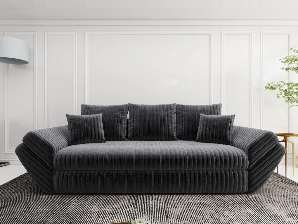 Canapea extensibilă dumonde cu ladă de depozitare si sezut confortabil din spuma high-density, Loana Ambience Grey 250x100 cm