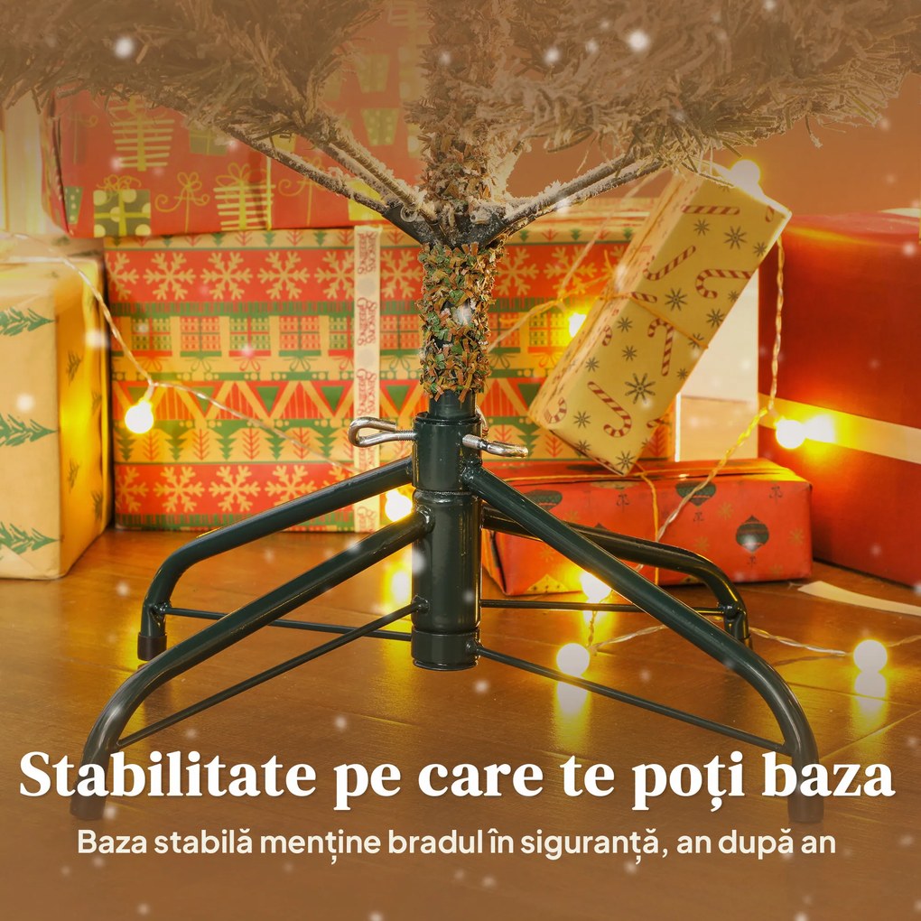 HOMCOM Pom de Crăciun înzăpezit 150 cm cu Bază Metalică Pliabilă | Aosom Romania