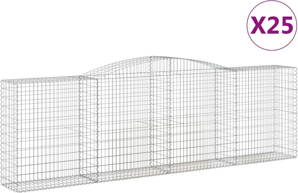 vidaXL Coșuri gabion arcuite 25 buc, 400x50x120/140cm, fier galvanizat