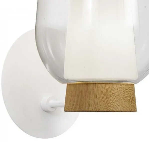 Aplica de perete design modern Nora alb/ lemn