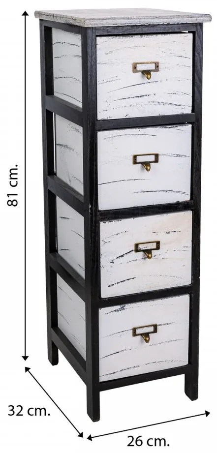 Comoda cu 4 sertare Prier, Creaciones Meng, 26x32x81 cm, lemn de paulownia