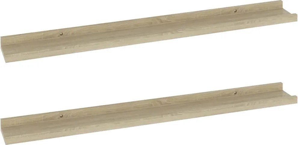 vidaXL Rafturi de perete 2 buc. Stejar Sonoma 80x9x3 cm