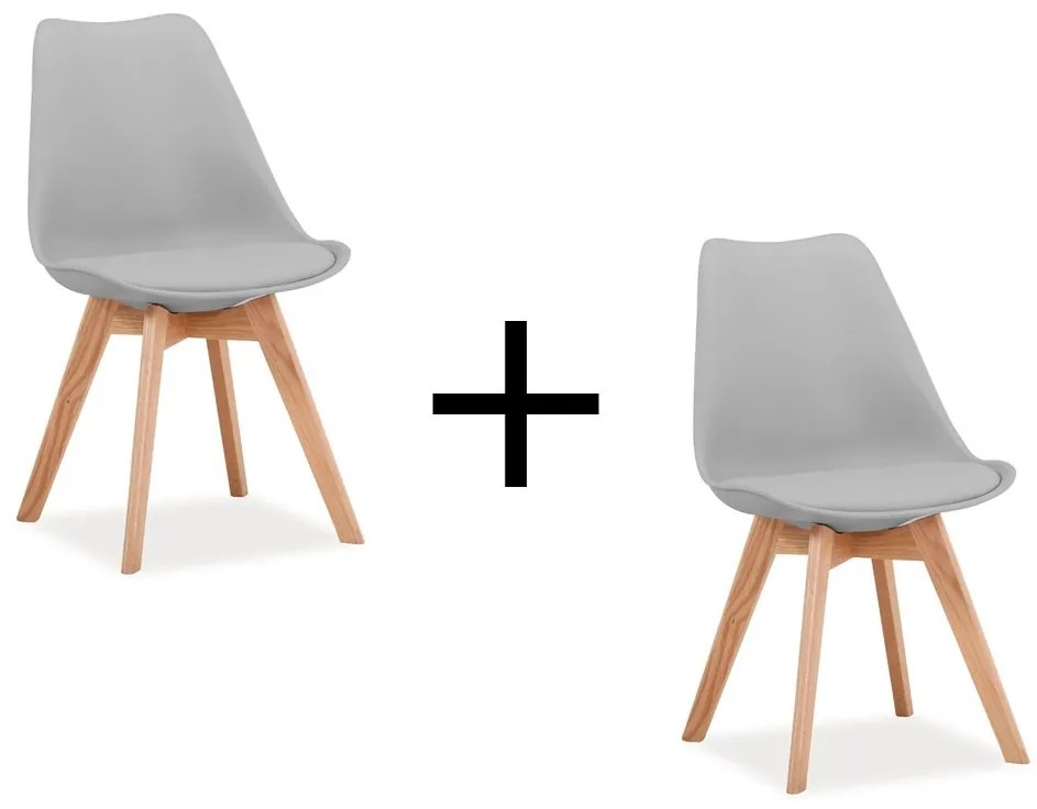 Expedo Action Set 1+1 scaun de masa DELIKA, 49x83x43, gri deschis / stejar