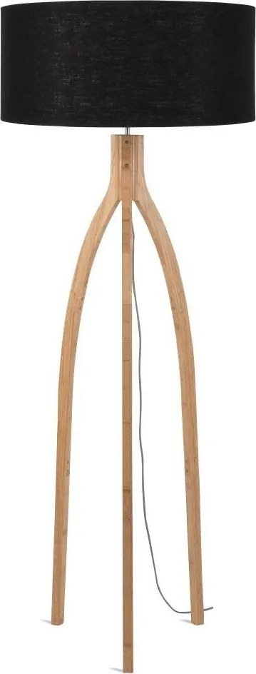 Lampadar cu trepied, realizat din materiale naturale, durabile si ecologice, Annapurna negru