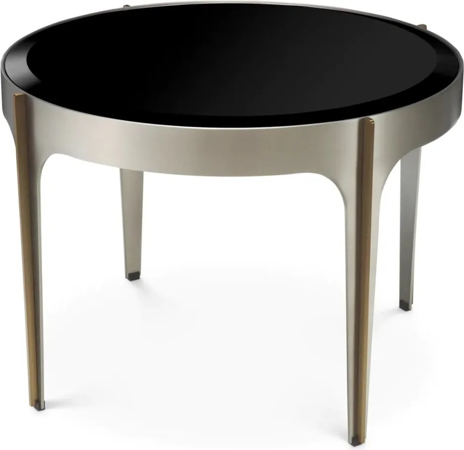 Masuta Laterala Design LUX, Otel, Sticla, Negru, Artemisa