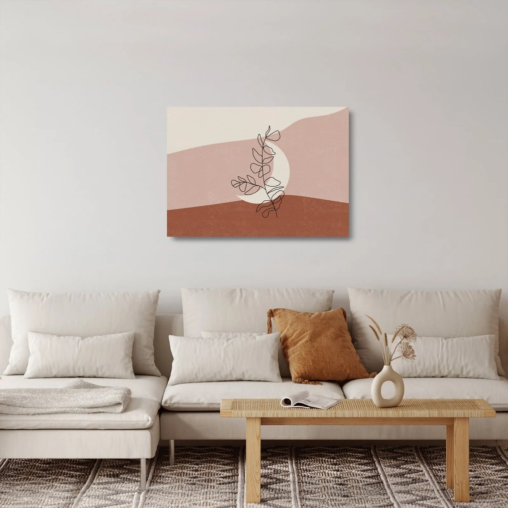 Tablou pe sticlă - Boho frunze N⁰2 (70x50 cm)