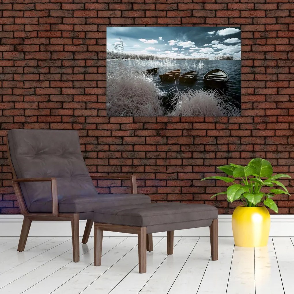 Tablou - Bărci de lemn pe lac (90x60 cm)