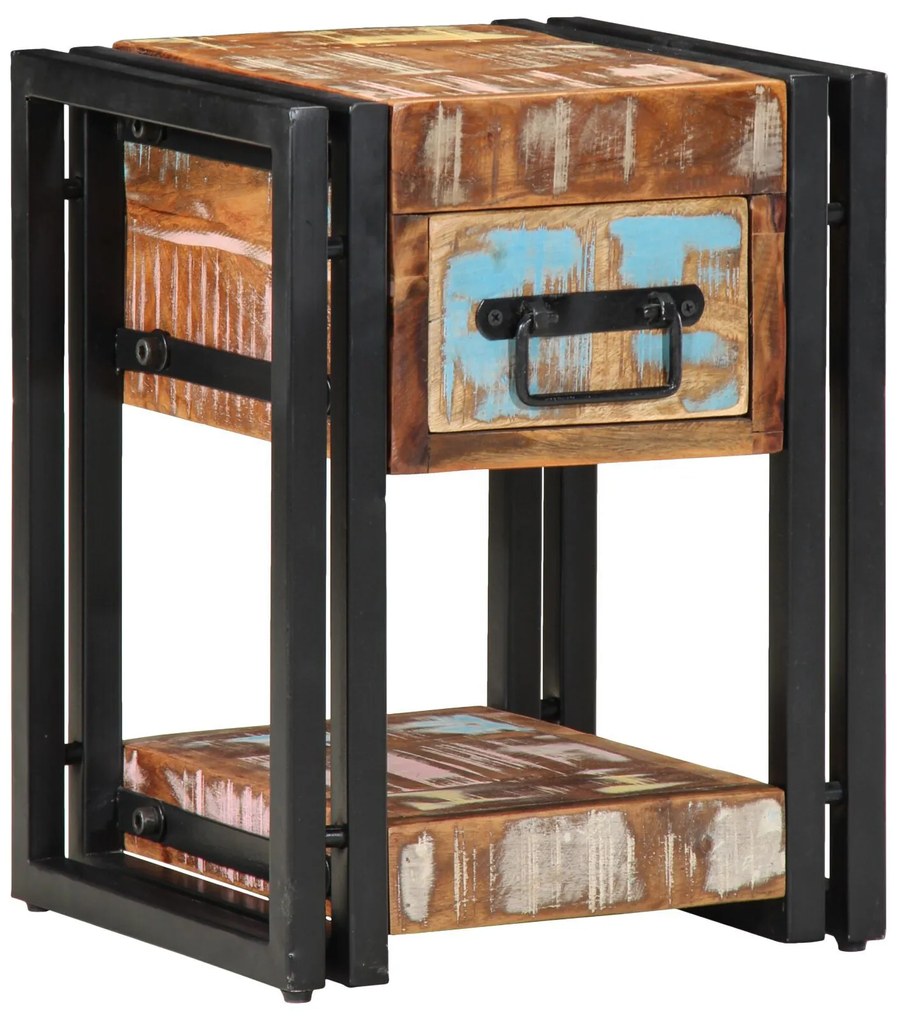 vidaXL Dulap de noapte Multicolour 30 x 30 x 40 cm Lemn masiv reciclat