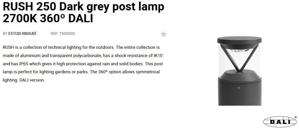 Mini Stalp LED iluminat exterior simetric 360º IP65 RUSH 25cm 2700K DALI