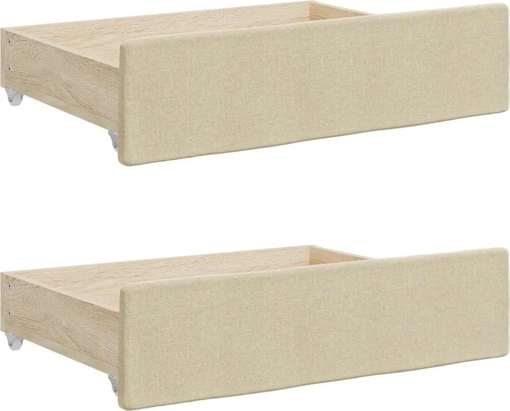 vidaXL Sertare de pat 2 buc, crem, lemn prelucrat și textil