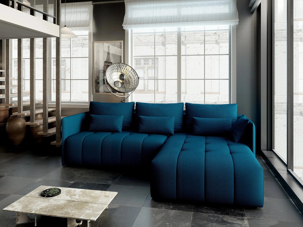 Colțar extensibil dumonde cu ladă de depozitare si sezut confortabil din spuma high-density, Malta Enjoy Petrol II 235x185 cm