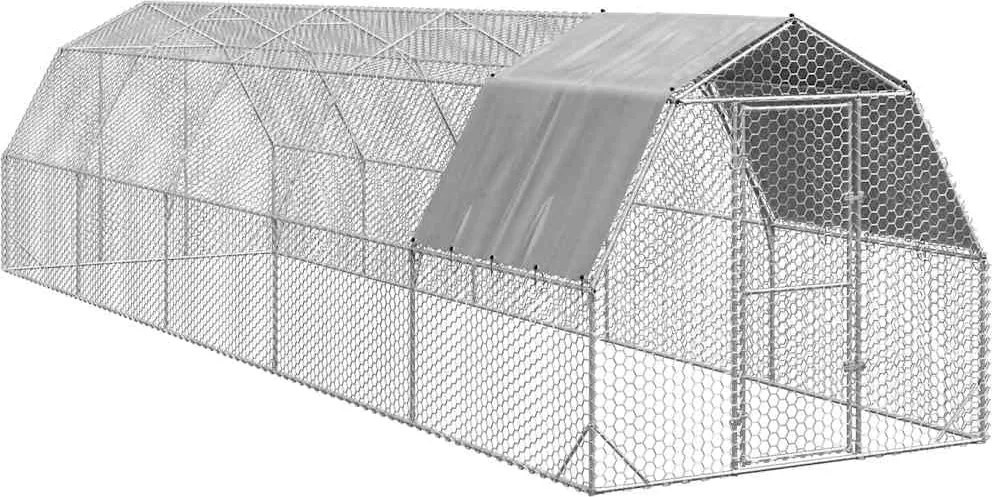 vidaXL Pui de găină cu acoperiș 2,5x10x2,25 m oțel galvanizat