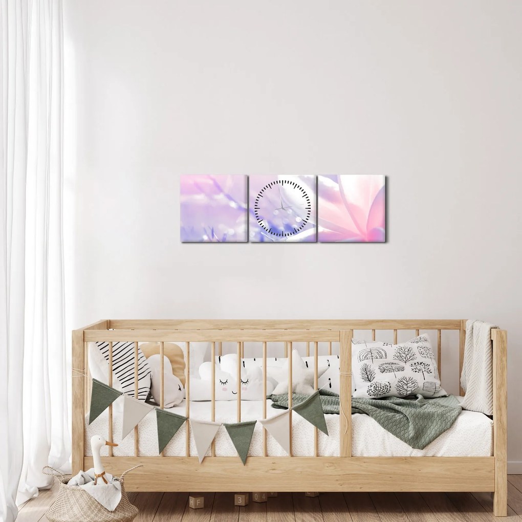 Tablou - Fluture lângă floare (cu ceas) (90x30 cm)