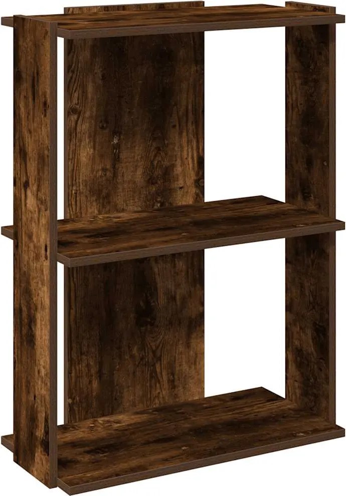 vidaXL Bibliotecă cu 3 etaje stejar afumat 60x30x80 cm lemn prelucrat