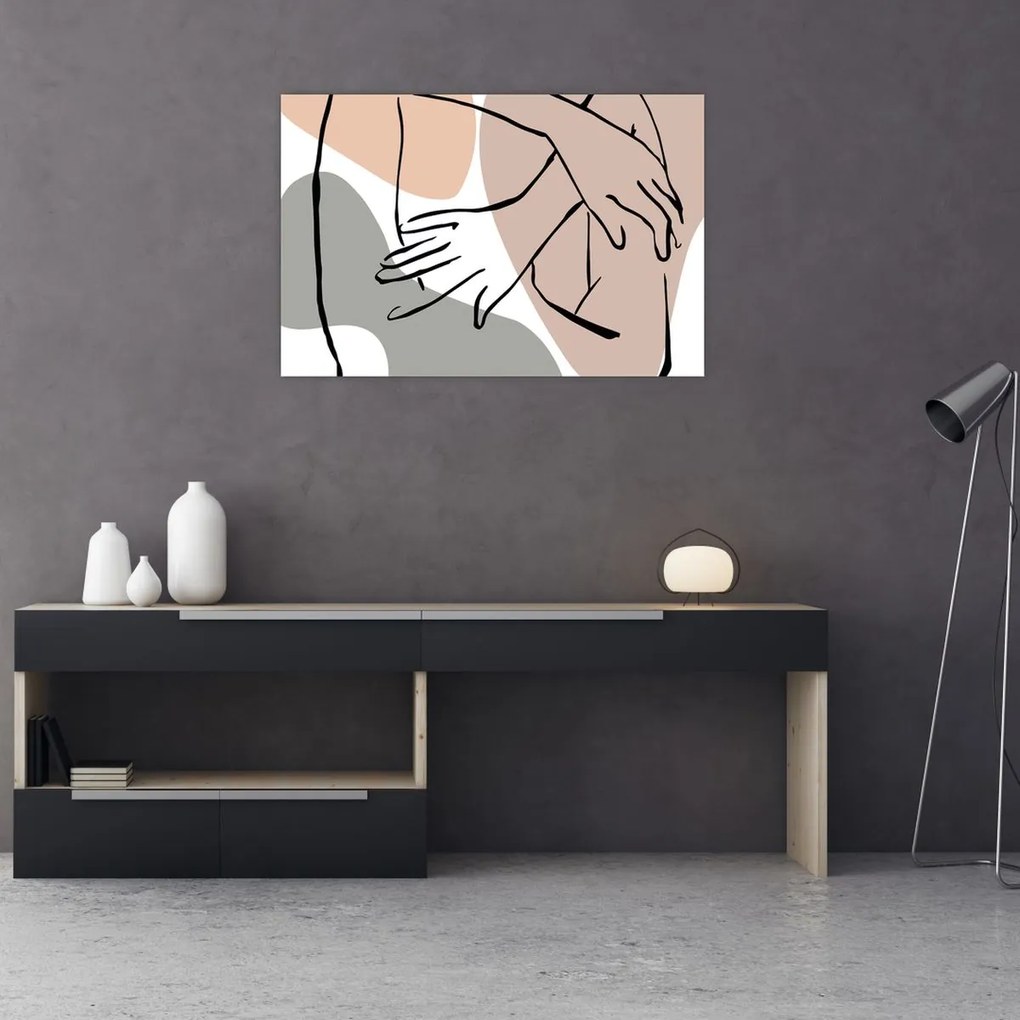 Tablou - Femeie corp linie de artă N⁰2 (90x60 cm)