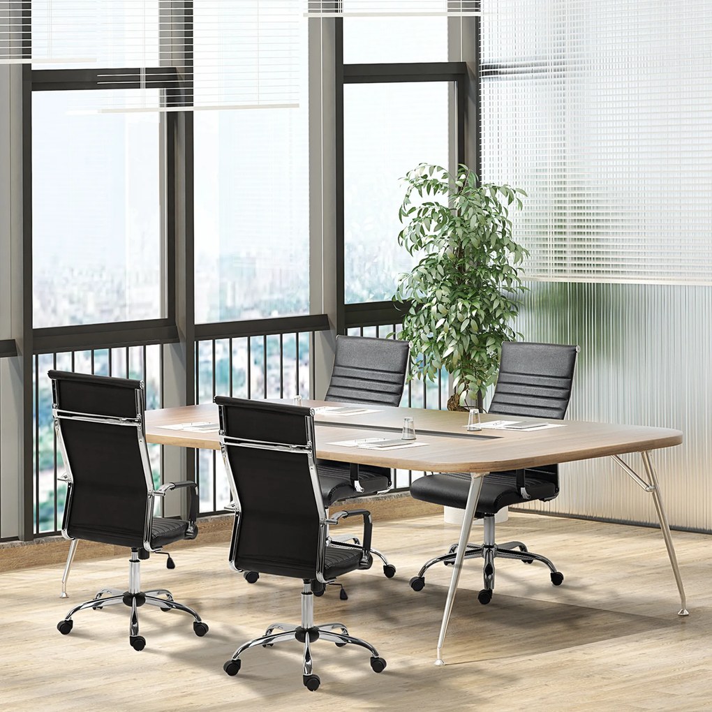 Vinsetto Scaun de birou ergonomic cu funcție balans scaun managerial reglabil înălțime scaun de birou căptușit piele ecologică spumă negru 54 x 62 x 104-114 cm | Aosom Romania