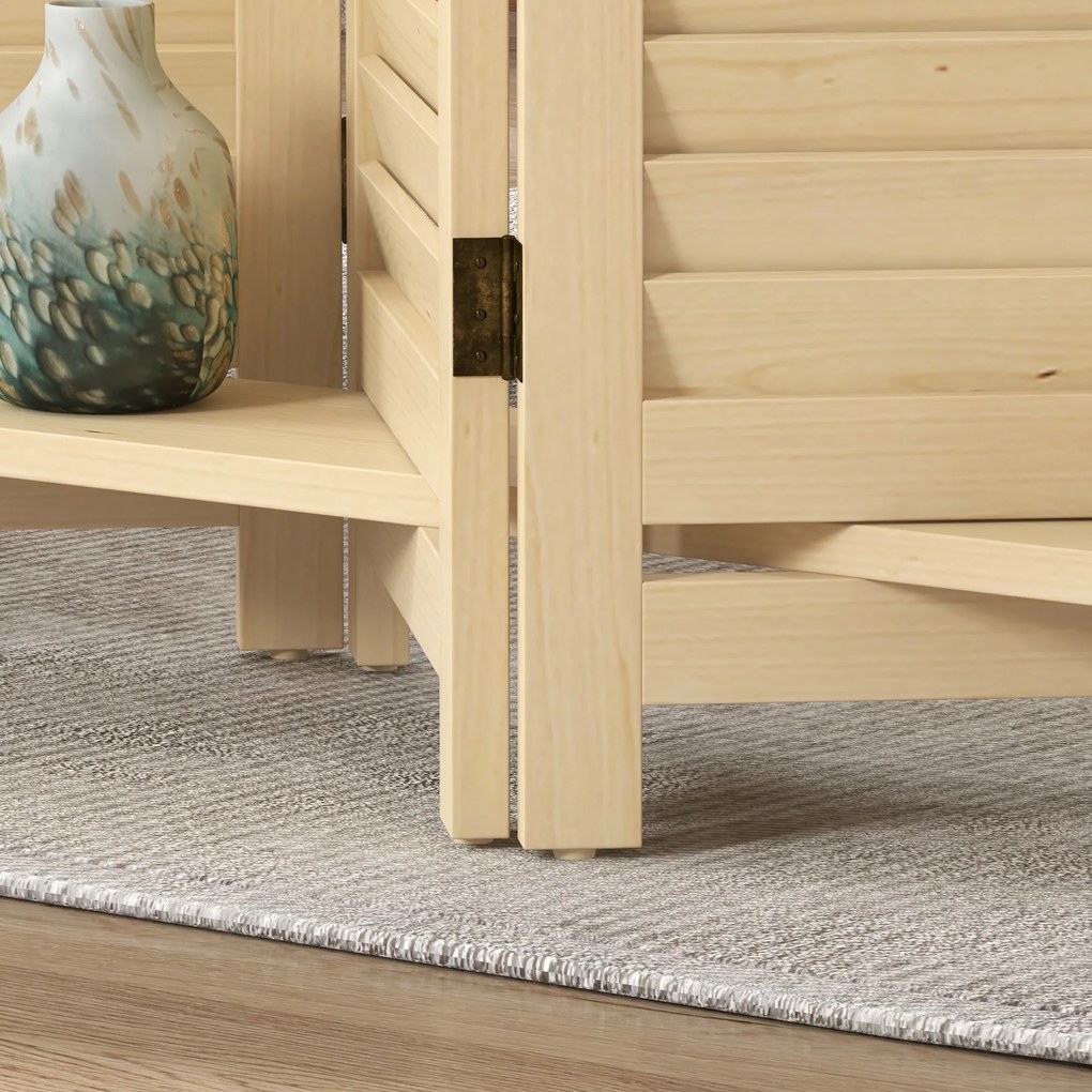 HOMCOM Paravant interior 4 panouri 160L x 170Î cm 3 rafturi pliabile separatoare de cameră uși pliante natural | Aosom Romania