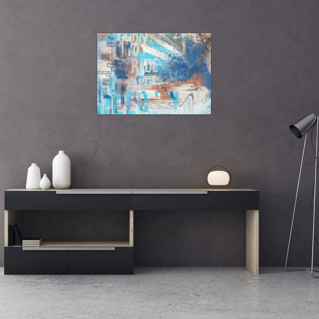 Tablou pe sticlă - Născut să călătorească (70x50 cm)