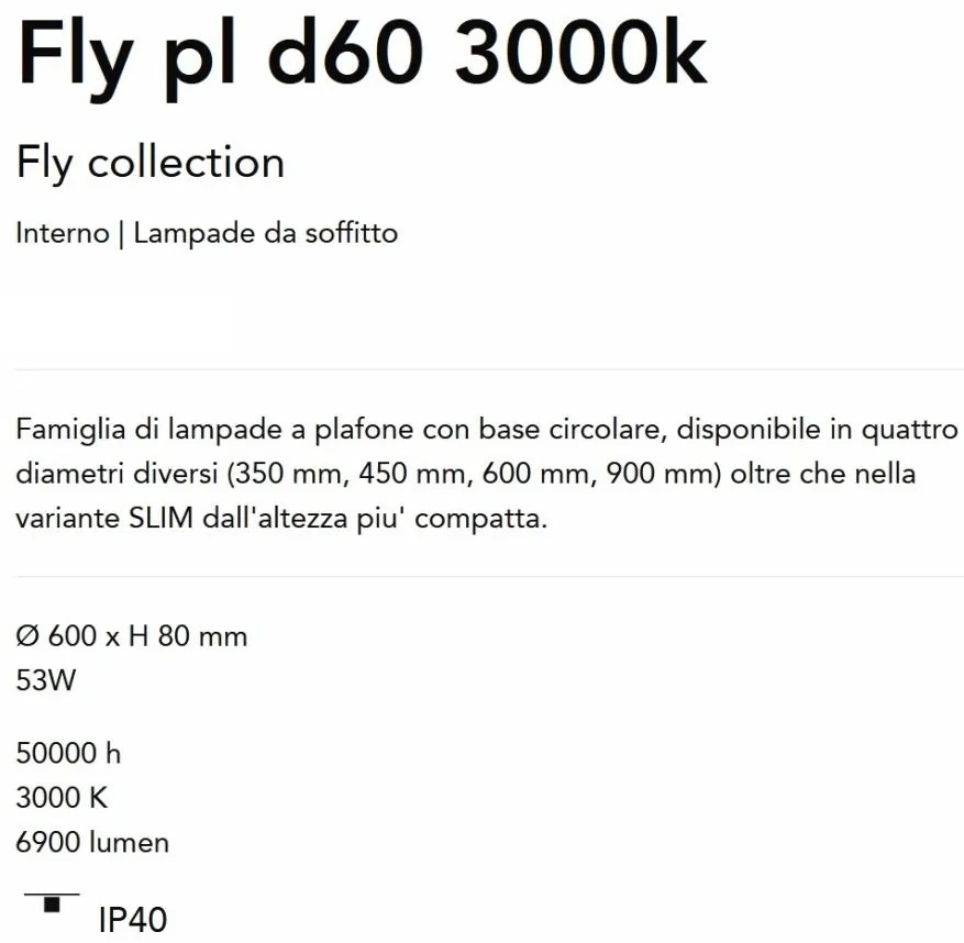 Plafoniera LED moderna Fly pl d60 3000k negru