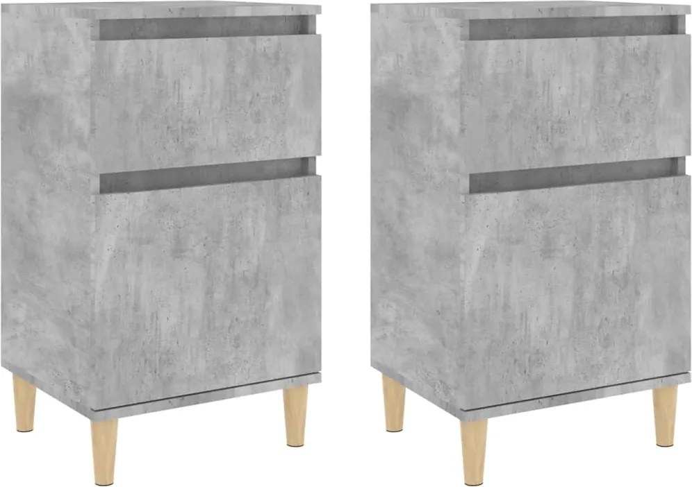 vidaXL Noptiere, 2 buc., gri beton, 40x35x70 cm