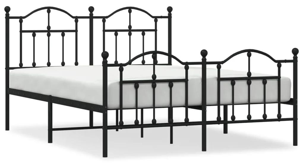 353457 vidaXL Cadru pat metalic cu tăblie de cap/picioare, negru, 140x190 cm